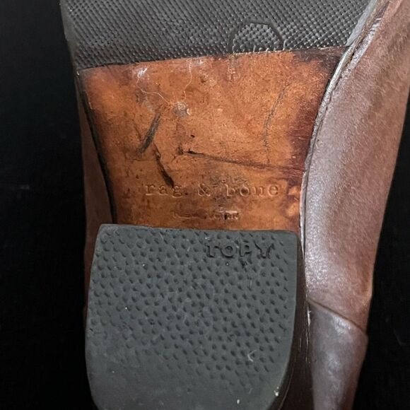 Rag and bone boots 8 brown chunky zip up slouchy boots western sophisticated - Picture 8 of 10